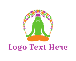 Burning Man - Leaves Yoga Meditation logo design