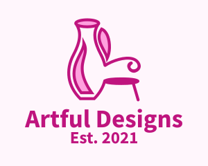 Pink Vase Chair logo design