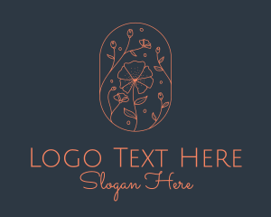 Treatment - Orange Flower Badge logo design