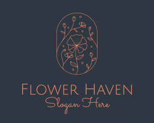 Orange Flower Badge  logo design