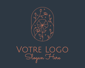 Esthecian - Orange Flower Badge logo design