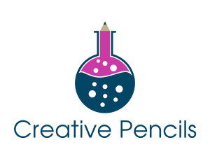 Laboratory Flask Pencil logo design