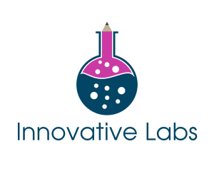 Laboratory Flask Pencil logo design