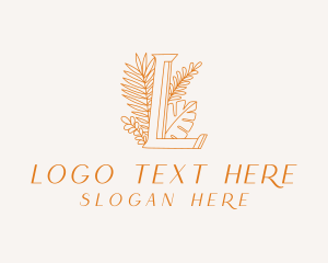 Orange - Ornate Leaf Letter L logo design