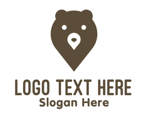 Grizzly - Bear Location Pin logo design