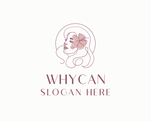 Outline - Beautiful Hibiscus Woman logo design
