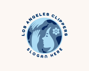 Woman Hand Globe Foundation logo design