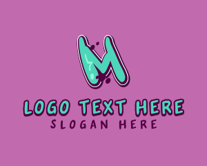 Green And Pink - Modern Graffiti Letter M logo design