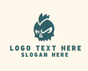 Skate Shop - Mohawk Punk Skull logo design