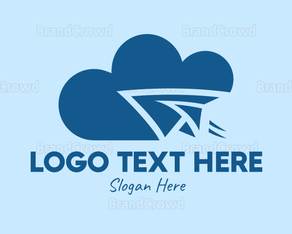 Blue Airplane Cloud Logo