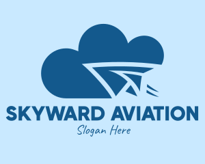 Aeronautical - Blue Airplane Cloud logo design