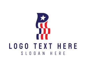 American - US Banner Letter P logo design