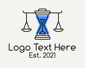 Constitution - Justice Scale Hourglass logo design