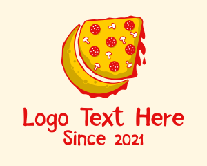 Pizza Pie - Moon Pizza Slice logo design
