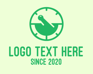 Time - Green Mortar & Pestle Stopwatch logo design
