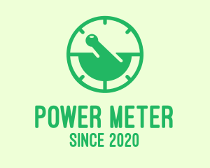 Meter - Green Mortar & Pestle Stopwatch logo design