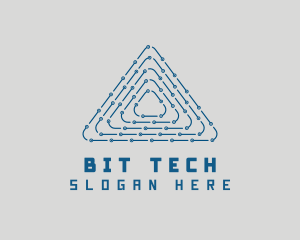 Tech Circuit Triangle logo design