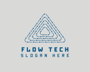 Tech Circuit Triangle logo design