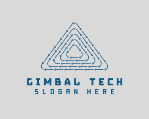 Tech Circuit Triangle logo design