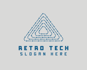 Tech Circuit Triangle logo design