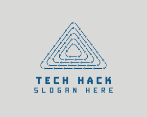 Tech Circuit Triangle logo design