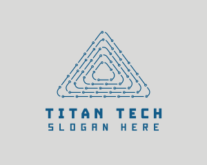 Tech Circuit Triangle logo design