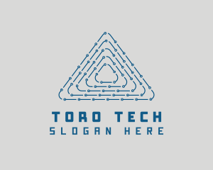 Tech Circuit Triangle logo design