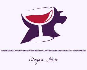Red Wine - Dog Cocktail Glass logo design