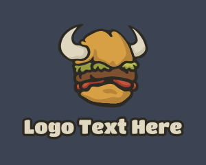 Goofy - Viking Burger Horns logo design