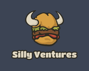 Goofy - Viking Burger Horns logo design