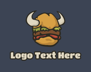 Food Delivery - Viking Burger Horns logo design