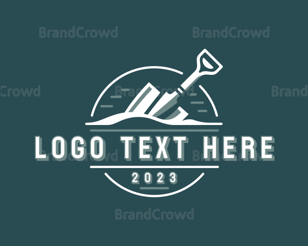 Shovel Digging Landscaper Logo