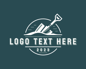 Gardening - Shovel Digging Landscaper logo design