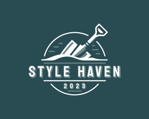 Shovel Digging Landscaper logo design