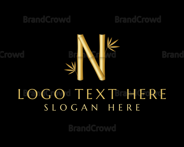 Golden Bamboo Letter N Logo