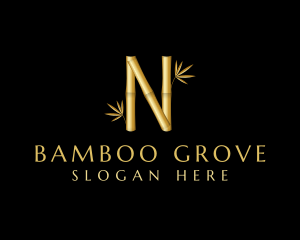 Bamboo - Golden Bamboo Letter N logo design