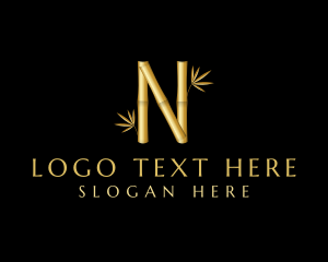 Oriental - Golden Bamboo Letter N logo design
