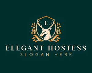 Elegant Floral Deer logo design