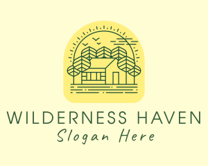 Lodge - Forest Cabin House logo design