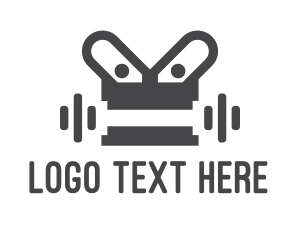 Metal - Gray Dumbbell Robotics logo design