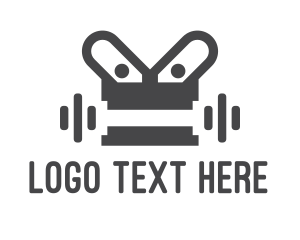 Physical Trainer - Gray Dumbbell Robotics logo design