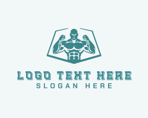 Muscular - Weightlifter Muscle Workout logo design