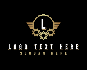 Cog - Metallic Gear Wing logo design