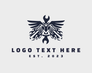 Car - Piston Wings Wrench Mechanic logo design