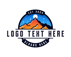 Hiking - Night Mountain Camping logo design