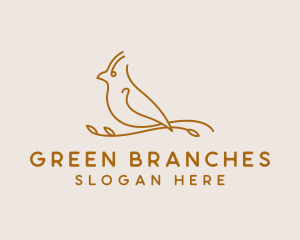 Bird Leaf Branch logo design