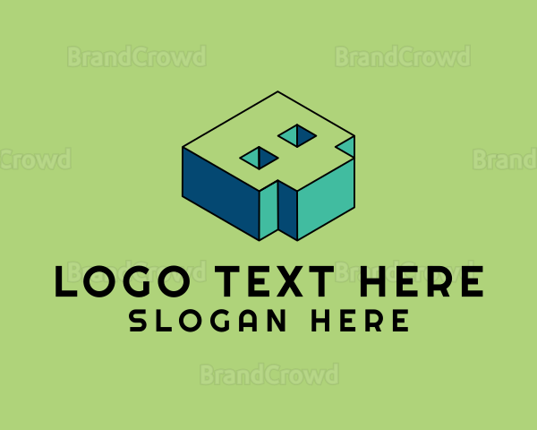 3D Pixel Letter B Logo