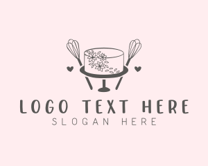 Whisk - Floral Cake Baking logo design