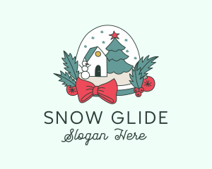 Winter House Snow Globe logo design