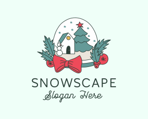 Snow - Winter House Snow Globe logo design